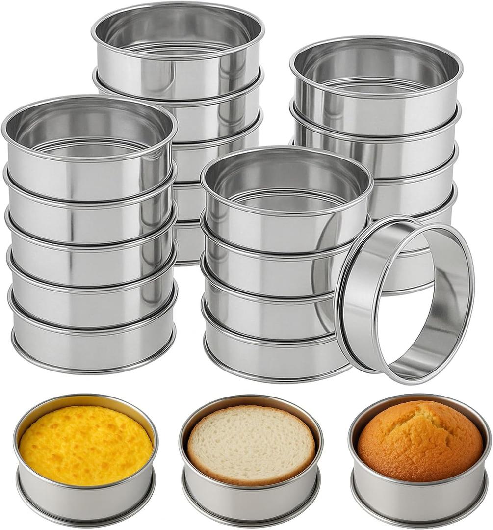 EupHHonycs 20 Pieces Crumpet Rings 3 Inch Inside Non-Stick English Muffin Rings Stainless Steel Double Rolled Metal Baking Tart Ring Molds for muffins, pancakes