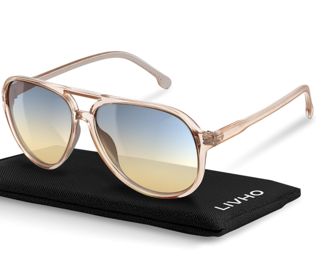 livho Trendy Polarized Aviator Sunglasses Women Men, Retro Sun Glasses for Women Men 2025, Oversized UV Protection Shades