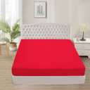 TEXAS LINEN CO. 100% Egyptian Cotton Fitted Sheet King Size - 1000-Thread-Count King Fitted Sheet Only, Extra Soft, Cooling, 16" Deep Pocket Luxury Sateen Weave Bottom, Hotel Quality - Red
