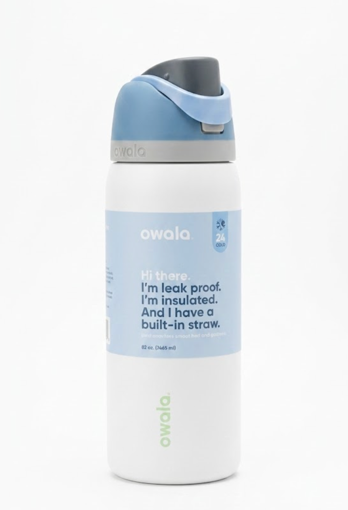 Owala FreeSip Insulated Stainless Steel Water Bottle with Straw for Sports, Travel, and School BPAFree Sports Water Bottle, 32 oz, Iced Breeze
