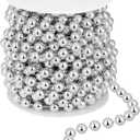 26 Feet Christmas Tree Beaded Garland Plastic Pearl Strands Chain Artificial Pearls Beads Trim Garland for Xmas Tree Holiday Wedding DIY Decoration Supplies (Silver)