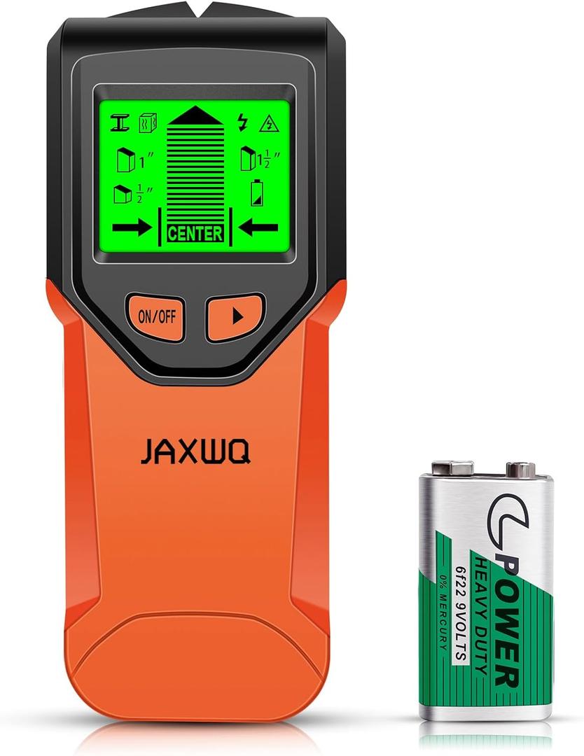 Stud Finder Wall Scanner - 5 in 1 Stud Finder Tool w/Smart Chip and HD LCD Display, Stud Detector Beam Finders for the Center and Edge of Wood AC Wire Metal Studs Joist Pipe (Blood Orange)