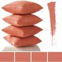 MIULEE Pack of 4 Coral Corduroy Decorative Throw Pillow Covers 20x20 Inch Soft Boho Striped Pillow Covers Modern Farmhouse Home Decor for Sofa Living Room Couch Bed