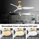 Hoenofly 48 Inch Smart Ceiling Fans with Lights and Remote Control,Dimmable LED Light,Outdoor Indoor Gold White Ceiling Fan,Quiet DC Motor,WIFI Alexa App Workable,for Modern Bedroom Living Room Patio