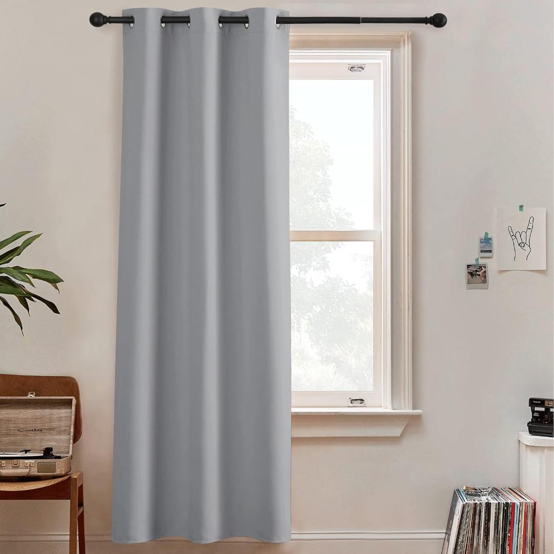 RYB HOME Blackout Curtains, Room Divider Curtains for Bedroom, Full Shade Privacy Drapes for Window Decor,Ceiling to Floor Wall Panels for Room Patitions, W60 x L84 inches, Sliver Grey, 1 Pc