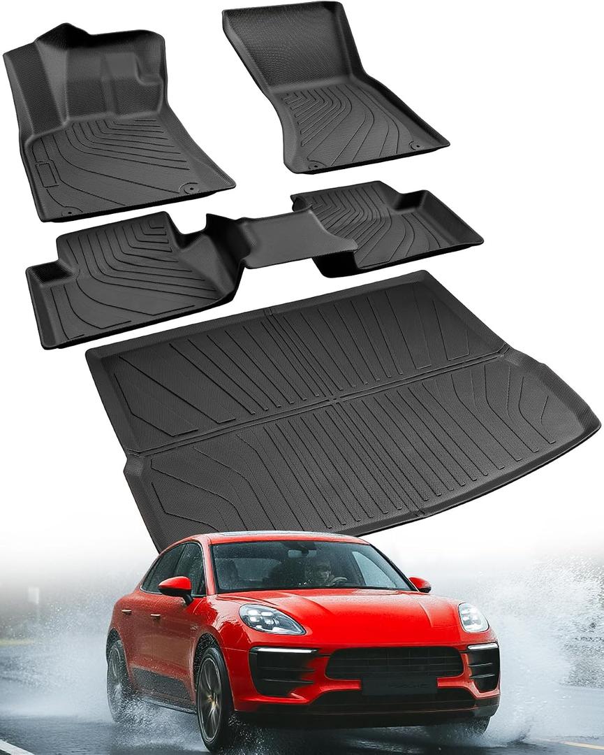 2014-2025 Floor Mats for Porsche Macan, All Weather Cargo Liner for Macan S/Turbo/S Diesel/GTS, Automotive Trunk Carpet Tech, Car Accessories Black 2015 2016 2017 2018 2019 2020 2021 2022 2023 2024