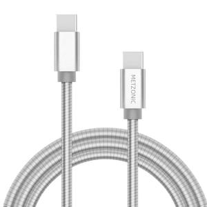 METZONIC USB C Cable 6.6ft, Type C to Type C Metal Braided Charging Cable PD 65W Fast Charge Data Sync Transfer Cord