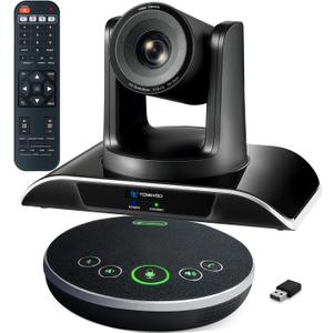 10x Zoom Conference Room Video Camera System, All-in-One HD 1080P 60fps 10X Optical Zoom USB3.0 HDMI PTZ Camera and Bluetooth Conference Speaker with Microphones Bundle for Medium Room