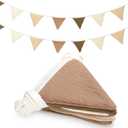Oudain 2 Pcs Pennant Banner Flags Nursery Garland Triangle Bunting Flags Playroom Wall Decor Banner for Nursery Baby Shower Birthday Boho Wedding Party Event, Each 7.75 ft(Khaki Colors)
