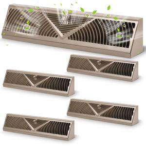 4 Pcs Baseboard Register Vent 24 Inch Duct Opening Size Baseboard Vent Covers Baseboard Diffuser Adjustable Corner Baseboard Return Air Grille for Home Floor Wall Air Flow Control (Brown)