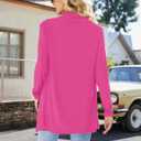 Uvog Women's Draped Front Open Cardigan Casual Long Sleeve Lightweight Cardigans Sweaters Duster (Pink, L)