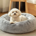 JOLLYVOGUE Small Dog Bed, Calming Soft Anti-Anxiety Donut Cat Bed, Washable Round Fluffy Cushion for Small and Medium Pets (20")
