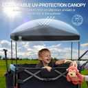 EVER ADVANCED Wagon Stroller for 2 Kids, Compact One-Step Fold Stroller Wagon with Adjustable Push/Pull Handles, Folding Wagon for Travel, Park & Beach, Includes Removable UV Canopy, Blue