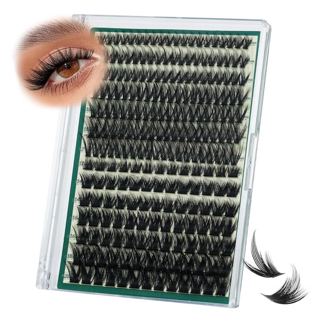KEYYOU Spiky Manga Lash Clusters 12-20mm Anime Eyelash Clusters 80D+100D Cluster Eyelash Extensions Fairy Eyelashes Cluster Volume DIY Lash Extension