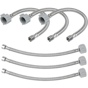 6 Pack 12 inch Toilet Water Supply Connector Line, 3/8" Comp x 7/8" BC, Stainless Steel Braided Toilet Water Supply Line, Leak-Proof Brass Nut Toilet Connector Hose
