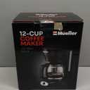Mueller 12-Cup Drip Coffee Maker - Borosilicate Carafe, Auto-Off, Reusable Filter, Anti-Drip, Keep-Warm Function, Clear Water Level Window Coffee Machine, Kitchen Essentials & Accessories (Black)