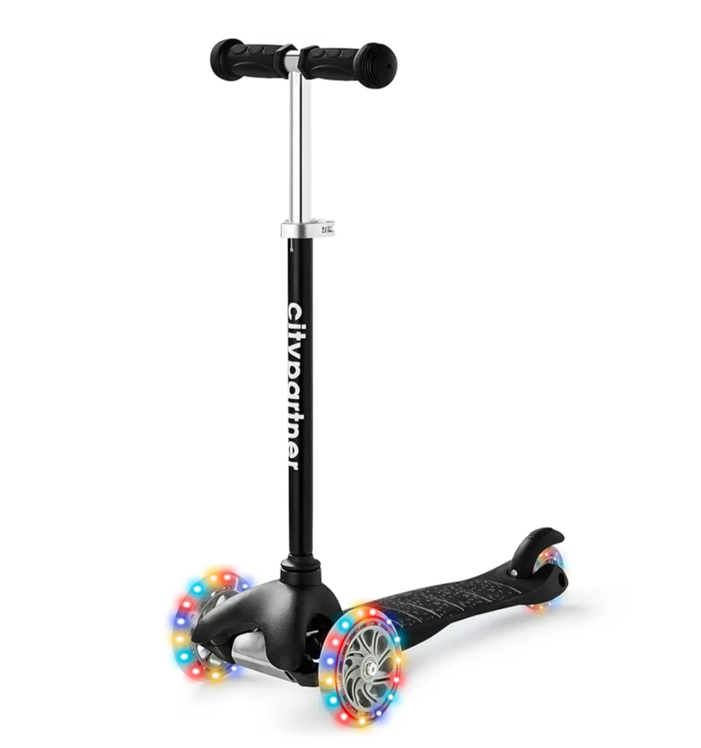 Kids Scooter, Children and Toddler 3 Wheel Kick Scooter for Boys & Girls Ages 2-5, LED Lighted Wheels and 3 Adjustable Height Handlebars, Lean-to-Steer