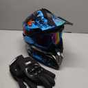 OUMURS DOT Adult Dirt Bike Helmet with Goggles Gloves & Mask Adjustable Sun Visor Motorcycle Adult ATV Helmet Off-Road Motocross Downhill Moped MX BMX for Unisex Adult-188-Blue Cowboy, XL