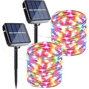 Joomer Solar Fairy Lights, 2-Pack Total 80FT 240LED Solar String Lights Outdoor Waterproof 8 Lighting Modes for Fence Party Garden Patio Yard Home Holiday Tree Outdoor Decoration (Multicolor)