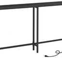 HOOBRO 5.9" Skinny Console Table with Charging Station, 70.9" Narrow Sofa Table with Power Outlets, Long Behind Couch Table, Slim Entryway Table for Hallway, Living Room, Black BB185UXG01, 70.8”L x 5.9”W x 31.5”H