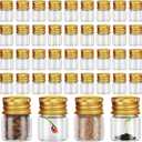 Tessco for you 100 Pcs 5 ml Mini Glass Bottles with Aluminum Cap Tiny Jars Mini Glass Jars Small Clear Vials with Screw Caps Tiny Containers for DIY Craft Storage (Gold)