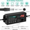 Universal Power Supply 3V~24V 3A 72W Adjustable Variable 3V 5V 9V 12V 18V 20V 24V AC/DC Adapter Charger, 100V-240V AC to DC Converter with 14 Tips, Polarity Converter and 4-Way Power Splitter Cable