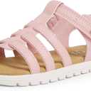 Toddler Girl Sandals Little Kids Summer Dress Shoes Open Toe Flats Princess Sandals for School Beach Party (Pink) , 6.8 in