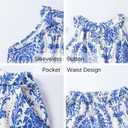 Girls Summer Outfits 2 Piece Halter Neck Floral Sleeveless Top and Short Pants Set Clothes for Kids Size 4-8 Years (Blue)