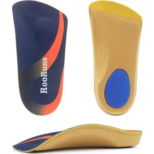 Arch Support, RooRuns 3/4 Orthotic Shoe Inserts for Over-Pronation, Plantar Fasciitis, Heel Pain Relief, High Arch Support Insoles for Men and Women for Running Walking (M (Men's7-10.5, Women's8-11.5))