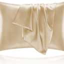 BEDELITE Satin Pillowcase for Hair and Skin, Super Soft and Cooling Similar to Silk Pillow Cases 2 Pack with Envelope Closure, Gift for Women Men(20"x40" King Size, Champagne)