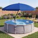 Cinnvoice 7.5ft Above Ground Pool Umbrella with Clamp, Outdoor Pool Sunshade for Oval Rectangular Swimming Pools, UPF 50+ UV Protection, Adjustable Poolside Umbrella for Patio Outdoors(Navy Blue)