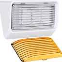 RV Exterior Porch Utility Light - 12v 280 Lumen Lighting Fixture. Replacement Lighting for RVs, Trailers, Campers, 5th Wheels. White Base, Clear and Amber Lens Included (White, 1-Pack)