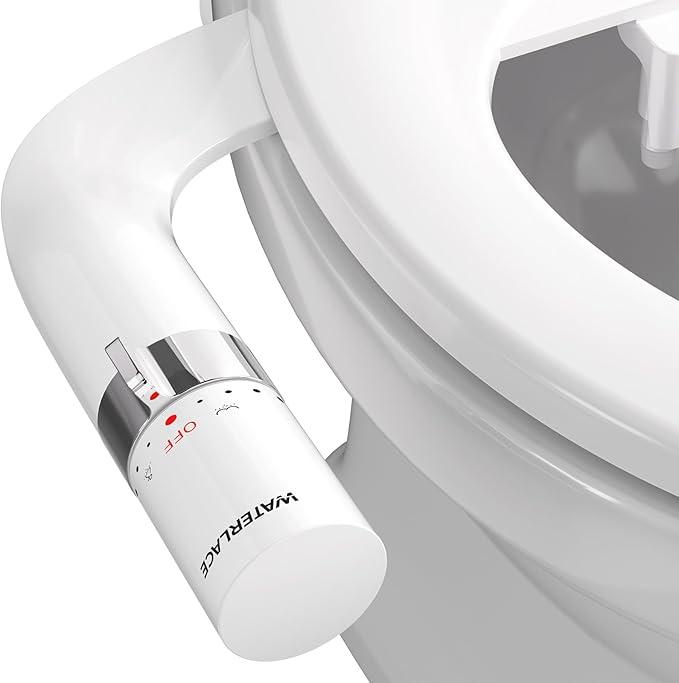 Bidet Attachment for Toilet, Dual Nozzle Bidet Toilet Seat, Non-Electric Ultra-Thin Bidets for Existing Toilets, Rear/Feminine Wash with Adjustable Water Pressure (White)