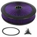 14" X 3" Round Air Cleaner Filter Assembly Kit Compatible with Chrysler/Dodge/Ford/GMC/Chevy SBC BBC with High- Flow Thru Lid for Carburetor Lid 5-1/8" Carb Neck Purple