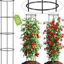 60 Inch Round Tomato Cages for Garden - 2 Pack Heavy Duty Metal Tomato Trellis Plant Support, Adjustable Height & Stackable, Easy Assembly for Outdoor Climbing Plants