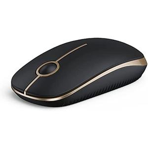 VssoPlor Wireless Mouse, 2.4G Slim Portable Computer Mice with Nano Receiver for Notebook, PC, Laptop, Computer (Black and Gold)