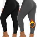 NEW YOUNG 2 Pack Plus Size Fleece Lined Leggings Women-1X-4X High Waist Winter Tummy Control Thermal Warm Yoga Pants (3X-Large, Black,grey)