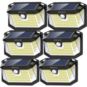 WELALO Solar Motion Lights Outdoor (6 Pack, Black)