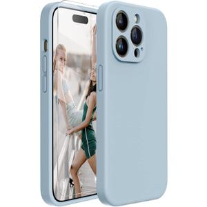 Miracase Designed for iPhone 14 Pro Max Phone Case with Screen Protector,[Upgraded Enhanced Camera Protection],Shockproof Liquid Silicone Case with Microfiber Lining,6.7 inch, Light Green