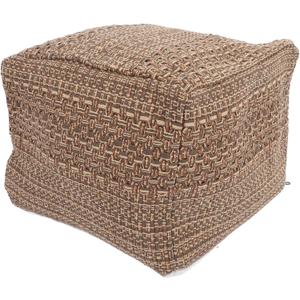 VOSAREA Pouf Ottoman Square Pouf Cover, Khaki, Cotton, Linen