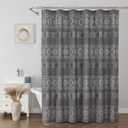 Boho Shower Curtain with Hooks, Grey Sheer Shower Curtain Set, Vintage Farmhouse Curtains - Waterproof Bathroom Decor for Home and Apartment, 12 Plastic Hooks Included, 72Wx72L, Sun Flower