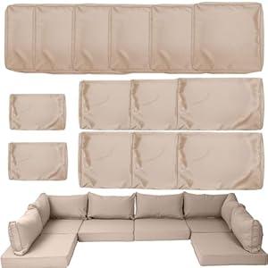 14 Piece Outdoor Patio Cushion Cover Replacement, Waterproof Patio Cushion Covers, Outdoor Furniture Cushion Covers Set for 6 Seat Wicker Rattan Sofa (Blue) 14 Piece Outdoor Patio Cushion Cover Replacement, Waterproof Patio Cushion Covers, Outdoor Furniture Cushion Covers Set for 6 Seat Wicker Rattan Sofa (Blue)