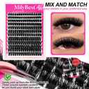 MilyBest Lash Clusters Kit Wispy, 10-18mm Fluffy Volume 100D Eyelash Clusters D Curl - Reusable DIY Lash Extension Kit for Beginners, Thick Cluster Eyelash Extensions with Bond and Seal Tweezers