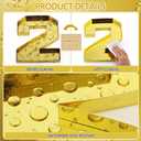 2026 Grad Cardboard Letters with 14 Balloons Bows Decorations 10'' Graduation Charcuterie Numbers Fillable Trays and 2 Balloon Stands for Graduation Party Supplies(Gold,2026)
