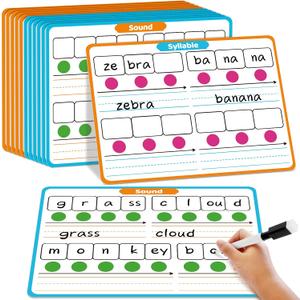 12 Packs Phonemic Awareness Dry Erase Phonics Games Flash Cards