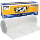 Painter's Plastic Film, 400' Length x 9' Width High, High Density Painters Plastic Sheeting Roll in Box with Dispense Hole for Easy Paint Plastic Covering