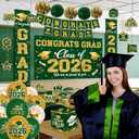 2026 Graduation Decorations - Green Congrats Grad Party Supplies include Card Box, Backdrop, Banner and Balloons for Class of 2026 Decorations Set