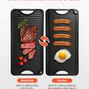 VEVOR Reversible Grill/Griddle, 20x10 inch Pre-Seasoned Cast Iron Griddle, Portable Rectangular Pan with Handle, Family Cookware for Indoor/Outdoor Stove Top Burner, Gas, Camping BBQ, Black