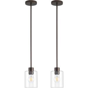 Oil Rubbed Bronze Pendant Lights Kitchen Island - Clear Glass Pendant Light Fixture Multiple Stems Rods 3 Units 12 Inch 3 Units 4 Inch (2 Pack Oil Rubbed Bronze Downrod)