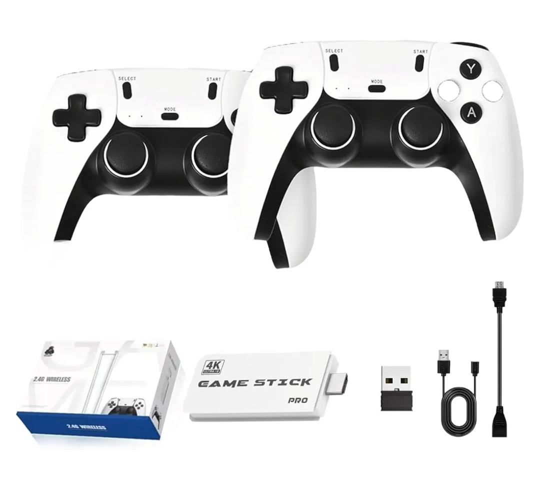 2026 Upgraded Retro Game Console Stick - 23 Emulators, 40000+ Classic Video Games, Plug & Play HDMI Game Console for HD TV, Includes Dual 2.4G Wireless Controllers(128 G